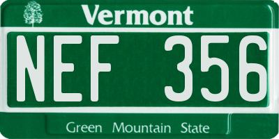 VT license plate NEF356