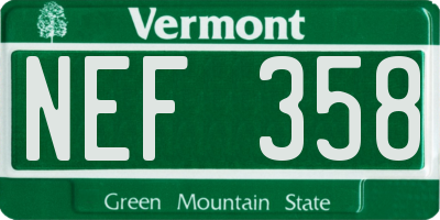 VT license plate NEF358