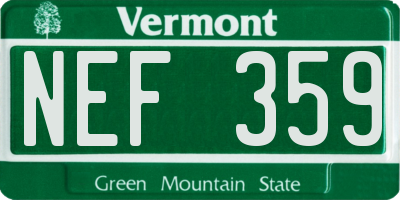 VT license plate NEF359
