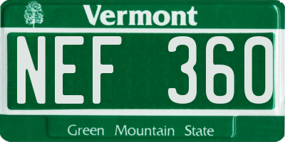 VT license plate NEF360