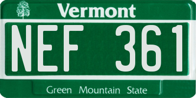 VT license plate NEF361
