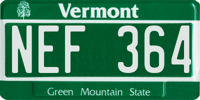 VT license plate NEF364