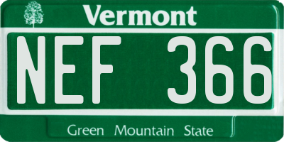 VT license plate NEF366