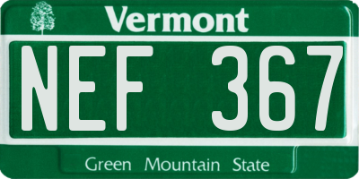 VT license plate NEF367