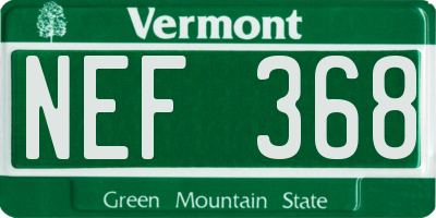 VT license plate NEF368