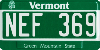 VT license plate NEF369