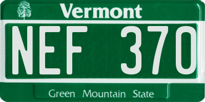 VT license plate NEF370