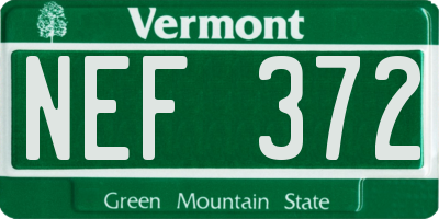 VT license plate NEF372