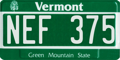 VT license plate NEF375