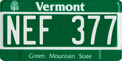 VT license plate NEF377
