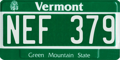 VT license plate NEF379
