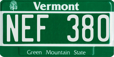VT license plate NEF380