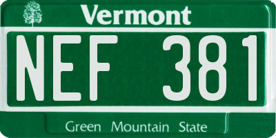 VT license plate NEF381