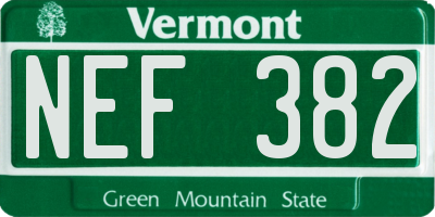 VT license plate NEF382