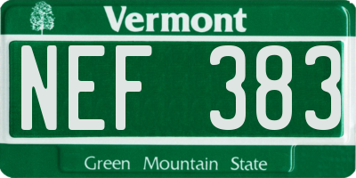 VT license plate NEF383