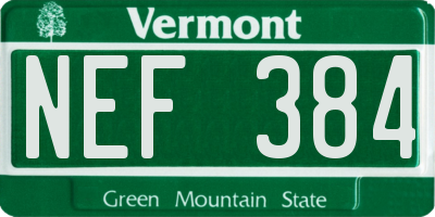 VT license plate NEF384