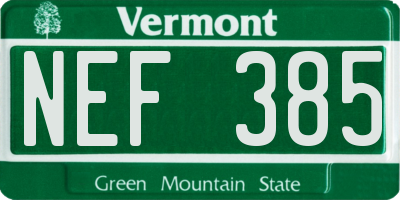 VT license plate NEF385