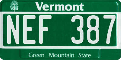 VT license plate NEF387