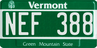 VT license plate NEF388