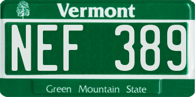 VT license plate NEF389