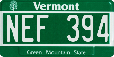 VT license plate NEF394