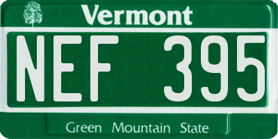 VT license plate NEF395