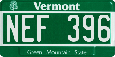 VT license plate NEF396