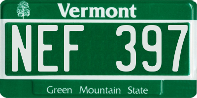 VT license plate NEF397