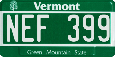 VT license plate NEF399