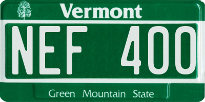 VT license plate NEF400