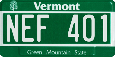 VT license plate NEF401