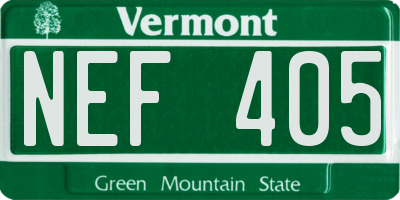 VT license plate NEF405