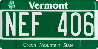VT license plate NEF406