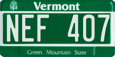 VT license plate NEF407
