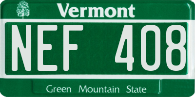 VT license plate NEF408