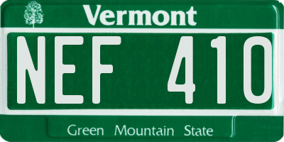 VT license plate NEF410