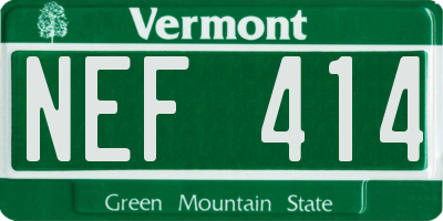 VT license plate NEF414