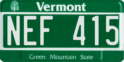 VT license plate NEF415