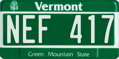 VT license plate NEF417