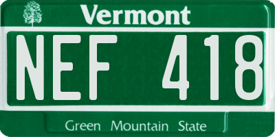 VT license plate NEF418