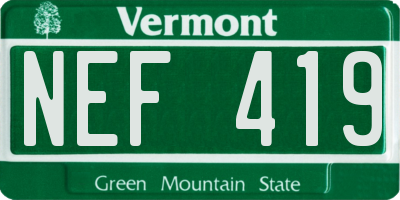 VT license plate NEF419