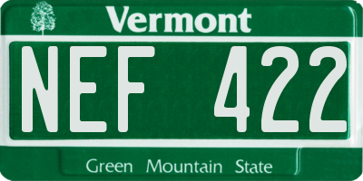 VT license plate NEF422