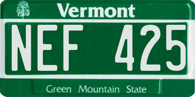 VT license plate NEF425
