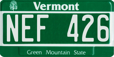 VT license plate NEF426