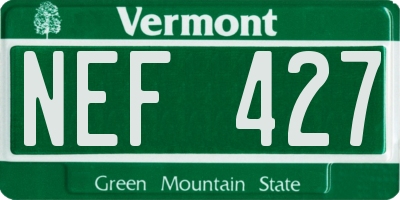 VT license plate NEF427