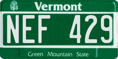 VT license plate NEF429