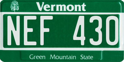 VT license plate NEF430