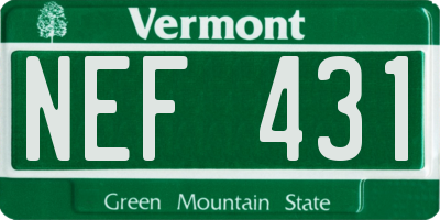 VT license plate NEF431