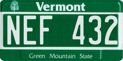 VT license plate NEF432