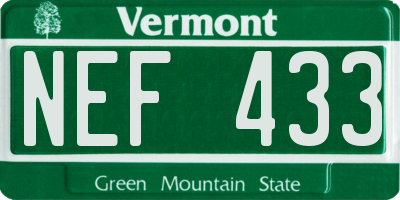 VT license plate NEF433